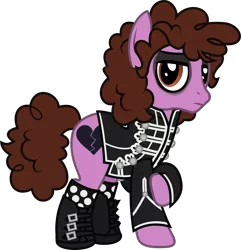 Size: 1353x1402 | Tagged: safe, artist:lightningbolt, derpibooru import, ponified, earth pony, pony, .svg available, boots, clothes, curly mane, curly tail, emo, eyeliner, eyeshadow, frown, jacket, lidded eyes, looking at you, makeup, male, my chemical romance, raised hoof, ray toro, shy, simple background, socks, solo, stallion, standing, svg, the black parade, transparent background, vector
