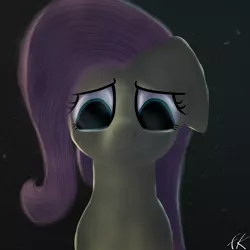 Size: 3000x3000 | Tagged: safe, artist:facelesssoles, derpibooru import, fluttershy, pony, bust, crying, dark, floppy ears, high res, looking down, night, portrait, sad, solo, teary eyes, wavy mouth