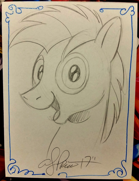 Size: 1230x1600 | Tagged: safe, artist:andypriceart, derpibooru import, twilight sky, pony, :d, irl, lineart, looking at you, male, open mouth, photo, smiling, solo, stallion, traditional art
