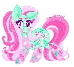 Size: 2200x2000 | Tagged: safe, artist:audra-hime, derpibooru import, minty, cute, g3, g3betes, heart eyes, mintabetes, simple background, solo, transparent background, wingding eyes, winter minty