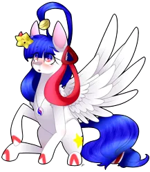 Size: 1449x1668 | Tagged: safe, artist:alithecat1989, derpibooru import, oc, oc:isakiss staream, unofficial characters only, pegasus, pony, duo, eyes closed, female, gift art, mare, open mouth, raised hoof, simple background, smiling, spread wings, stars, transparent background, wings