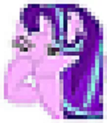 Size: 405x465 | Tagged: safe, derpibooru import, starlight glimmer, pony, boop, glimmerposting, pixelated, self-boop, solo
