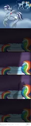 Size: 2000x8000 | Tagged: safe, artist:mah521, derpibooru import, rainbow dash, oc, oc:sonic rainbow, pony, absurd resolution, female, fight, flying, mare, offspring, parent:rainbow dash, parent:soarin', parents:soarindash, prone, sad