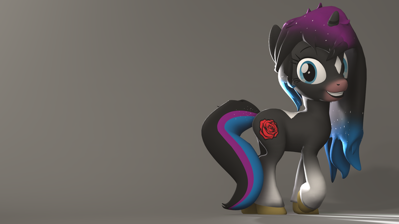 Size: 1920x1080 | Tagged: safe, artist:obsidianocelot, derpibooru import, oc, oc:galaxy rose, unofficial characters only, pony, unicorn, 3d, female, mare, simple background, solo, walking