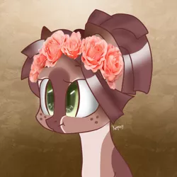 Size: 807x807 | Tagged: safe, artist:kilka-chan-yana, derpibooru import, oc, unofficial characters only, pony, floral head wreath, flower, solo