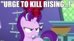 Size: 888x499 | Tagged: safe, derpibooru import, edit, edited screencap, screencap, starlight glimmer, pony, unicorn, all bottled up, anger magic, angry, discovery family logo, image macro, magic, meme, solo, the simpsons
