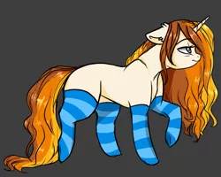 Size: 783x627 | Tagged: safe, artist:moonabelle, derpibooru import, oc, oc:autumn falls, unofficial characters only, pony, unicorn, clothes, female, mare, simple background, socks, solo, striped socks, walking