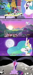 Size: 1920x4360 | Tagged: safe, artist:eagle1division, artist:mandydax, derpibooru import, edited screencap, screencap, princess celestia, twilight sparkle, alicorn, pony, unicorn, celestial advice, absurd resolution, bad end, banishment, canterlot, comic, crying, dark comedy, female, filly, filly twilight sparkle, goggles, mare, moon, ocular gushers, open mouth, plant, sad, safety goggles, screencap comic, sitting, sunset, to the moon, unicorn twilight, volumetric mouth