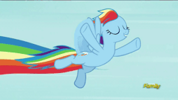 Size: 1280x720 | Tagged: safe, derpibooru import, screencap, rainbow dash, pegasus, pony, all bottled up, animated, best friends until the end of time, discovery family logo, eyes closed, flying, gif, nyan cat, nyan dash, rainbow trail, solo
