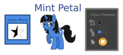 Size: 4043x1824 | Tagged: safe, artist:metropone, deleted from derpibooru, derpibooru import, oc, oc:mint petal, unofficial characters only, pony, unicorn, absurd resolution, cutie mark, displeased, glasses, reference sheet, simple background, solo, transparent background, vector