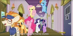 Size: 1920x960 | Tagged: safe, derpibooru import, screencap, applejack, fluttershy, pinkie pie, rainbow dash, rarity, twilight sparkle, twilight sparkle (alicorn), alicorn, pony, all bottled up, maine, mane six, meme, youtube caption