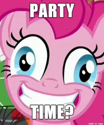 Size: 412x492 | Tagged: safe, derpibooru import, edit, edited screencap, screencap, pinkie pie, ppov, derp, faic, image macro, insanity, meme, party, pinkie derp, pinkie fuel, solo