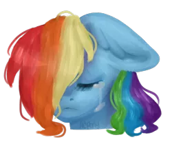 Size: 832x740 | Tagged: safe, artist:artistcoolpony, derpibooru import, rainbow dash, pegasus, pony, bust, crying, eyes closed, female, floppy ears, hair over one eye, mare, portrait, sad, simple background, solo, teary eyes, transparent background