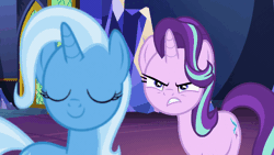 Size: 902x508 | Tagged: safe, derpibooru import, screencap, starlight glimmer, trixie, pony, all bottled up, anger magic, angry, animated, gif, magic, twilight's castle, urge to kill rising