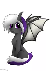 Size: 2550x3507 | Tagged: safe, artist:nacle, derpibooru import, oc, oc:nightwalker, unofficial characters only, bat pony, pony, female, sitting, solo