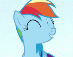 Size: 448x350 | Tagged: safe, derpibooru import, screencap, rainbow dash, pegasus, pony, all bottled up, animated, best friends until the end of time, cropped, eyes closed, gif, happy, solo