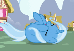 Size: 721x500 | Tagged: safe, derpibooru import, screencap, trixie, pony, all bottled up, animated, gif, morph ball, rolling, spin dash, trixieball