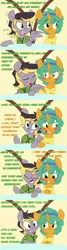 Size: 2000x7500 | Tagged: safe, artist:kryptchild, derpibooru import, snails, oc, oc:aero, pegasus, pony, ask glitter shell, comic:when aero met glitter, :o, absurd resolution, aeroshell, alternate hairstyle, blushing, canon x oc, clothes, colt, comic, crush, cute, date, gay, glitter shell, headband, hoodie, male, nervous, offspring, open mouth, parent:derpy hooves, parent:oc:warden, parents:canon x oc, parents:warderp, scarf, scooch, shipping, slide, sugarcube corner, trap, tumblr