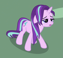 Size: 541x498 | Tagged: safe, derpibooru import, screencap, starlight glimmer, pony, unicorn, all bottled up, animated, female, floppy ears, frown, gif, head shake, lidded eyes, loop, mare, messy mane, open mouth, solo, tired