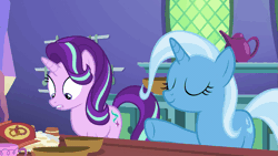 Size: 853x480 | Tagged: safe, derpibooru import, screencap, starlight glimmer, trixie, pony, all bottled up, angry, animated, gif
