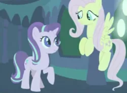 Size: 491x362 | Tagged: safe, derpibooru import, screencap, fluttershy, starlight glimmer, pony, celestial advice, cropped