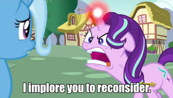 Size: 605x341 | Tagged: safe, derpibooru import, screencap, starlight glimmer, trixie, pony, all bottled up, anger magic, angry, caption, faic, image macro, kung pow, magic, meme, open mouth, ragelight glimmer