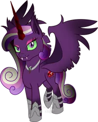Size: 3000x3738 | Tagged: safe, artist:theshadowstone, derpibooru import, princess cadance, alicorn, pony, corrupted, fangs, female, hoof shoes, looking at you, mare, nightmare cadance, nightmarified, simple background, smiling, solo, transparent background