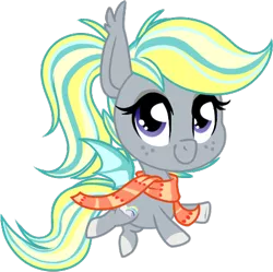 Size: 464x463 | Tagged: safe, artist:kellythedrawinguni, derpibooru import, oc, oc:booker, unofficial characters only, bat pony, pony, chibi, clothes, female, mare, scarf, simple background, solo, transparent background