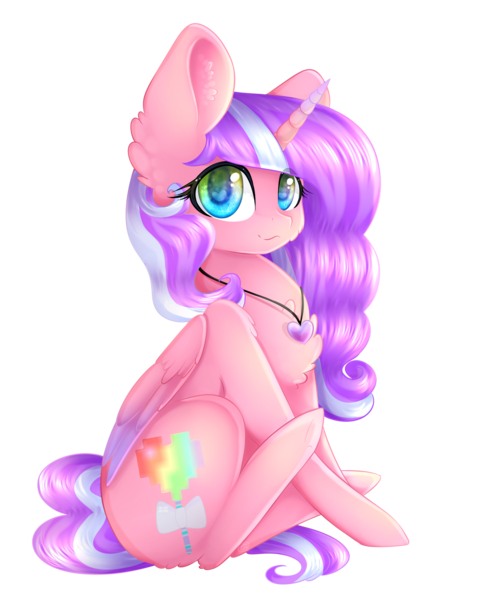 Size: 2500x3000 | Tagged: safe, artist:magicalbrownie, derpibooru import, oc, oc:lollipop twirl, unofficial characters only, alicorn, pony, chest fluff, female, heart eyes, high res, mare, simple background, sitting, solo, transparent background, wingding eyes