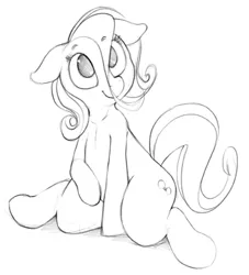 Size: 999x1101 | Tagged: safe, artist:dimfann, derpibooru import, oc, unofficial characters only, earth pony, pony, grayscale, looking up, monochrome, no pupils, sitting, sketch, smiling, solo