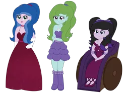 Size: 2074x1537 | Tagged: safe, alternate version, artist:sketchydesign78, derpibooru import, oc, oc:graceful stroke, oc:melody shine, oc:sketchy design, unofficial characters only, equestria girls, alternate hairstyle, armband, blushing, bracelet, clothes, cute, dress, ear piercing, earring, equestria girls-ified, friendship, jewelry, necklace, pearl necklace, piercing, ponytail, ponytails, prom, shy, simple background, transparent background, vector, wheelchair