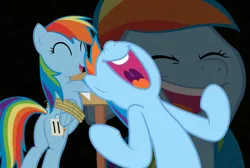 Size: 1605x1080 | Tagged: derpibooru import, laughing, laughing tom cruise, meme, multeity, nose in the air, rainbow dash, safe, simple background