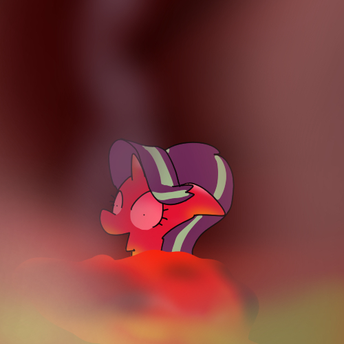 Size: 500x500 | Tagged: artist:kushina13, celestial advice, death, derpibooru import, floppy ears, lava, lava bathing, mistakes were made, pain, pinpoint eyes, semi-grimdark, shrunken pupils, solo, starlight glimmer, wide eyes