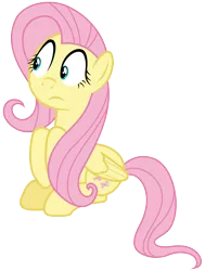 Size: 4350x5760 | Tagged: safe, artist:djdavid98, derpibooru import, fluttershy, pony, buckball season, .ai available, .svg available, absurd resolution, concerned, folded wings, looking away, simple background, sitting, solo, transparent background, vector