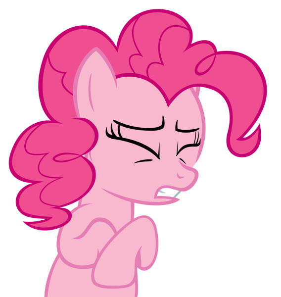 Size: 9464x10000 | Tagged: safe, artist:bronyvectors, derpibooru import, pinkie pie, pony, absurd resolution, eyes closed, make it stop, simple background, solo, transparent background, vector