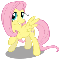 Size: 10000x9920 | Tagged: safe, artist:bronyvectors, derpibooru import, fluttershy, pony, absurd resolution, cute, raised hoof, shyabetes, simple background, smiling, solo, spread wings, transparent background, wings