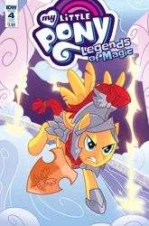 Size: 791x1200 | Tagged: safe, derpibooru import, flash magnus, pegasus, pony, legends of magic, spoiler:comic, angry, armor, lightning, netitus, shield, solo