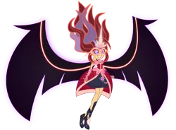 Size: 8500x6269 | Tagged: safe, artist:limedazzle, derpibooru import, moondancer, equestria girls, absurd resolution, alternate universe, clothes, corrupted, dress, evil, evil grin, glowing horn, grin, midnight-ified, simple background, smiling, solo, spread wings, transparent background, wings