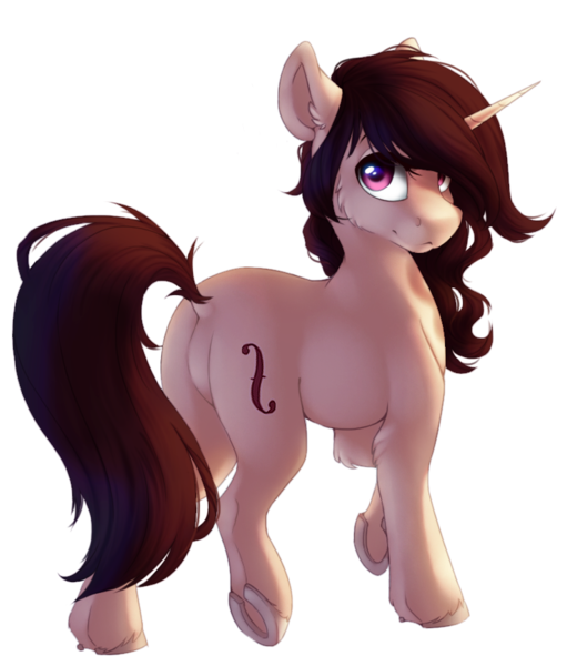 Size: 767x900 | Tagged: safe, artist:silentwulv, derpibooru import, oc, oc:hazel, unofficial characters only, pony, unicorn, female, looking at you, looking back, mare, rear view, simple background, smiling, solo, transparent background