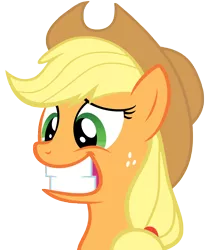 Size: 8000x9520 | Tagged: safe, artist:bronyvectors, derpibooru import, applejack, pony, party of one, absurd resolution, awkward, bust, portrait, simple background, solo, transparent background, vector