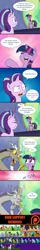 Size: 2481x15533 | Tagged: safe, artist:doublewbrothers, derpibooru import, discord, starlight glimmer, twilight sparkle, twilight sparkle (alicorn), oc, oc:calpain, oc:neigh sayer, oc:think pink, oc:treforce, alicorn, earth pony, minotaur, pegasus, pony, all bottled up, celestial advice, absurd resolution, anger magic, annoyed, comic, dialogue, female, looking at you, magic, male, mare, meta, neink, patreon, patreon logo, petrification, smiling, speech bubble, stallion, statue, twilight's castle