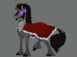 Size: 800x600 | Tagged: safe, artist:dementra369, derpibooru import, king sombra, classical unicorn, pony, unicorn, beard, cape, chest fluff, clothes, cloven hooves, crown, dark magic, facial hair, handsome, jewelry, leonine tail, magic, male, regalia, simple background, solo, sombra eyes, stallion, stupid sexy sombra, teeth, unshorn fetlocks