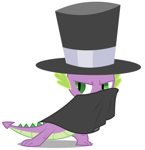 Size: 2899x3000 | Tagged: artist:brony-works, cloak, clothes, dastardly spike, dastardly whiplash, derpibooru import, dragon, hat, high res, pure unfiltered evil, safe, simple background, solo, spike, top hat, transparent background, vector, watermark