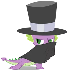 Size: 2899x3000 | Tagged: artist:brony-works, cloak, clothes, dastardly spike, dastardly whiplash, derpibooru import, dragon, hat, high res, pure unfiltered evil, safe, simple background, solo, spike, top hat, transparent background, vector, watermark