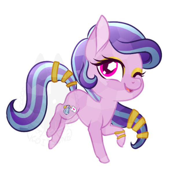 Size: 734x656 | Tagged: safe, artist:koitsune, derpibooru import, oc, oc:succulent scent, unofficial characters only, crystal pony, pony, bangles, chibi, eyeshadow, female, makeup, mare, solo