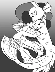 Size: 2550x3300 | Tagged: adoption, artist:feroxultrus, cloven hooves, derpibooru import, dorsal fin, fins, foal, hatchling, hippocampus, love, mane, mermaid, merpony, oc, ocean, rescue, sad, safe, siren, smiling, surrogate mother, unofficial characters only