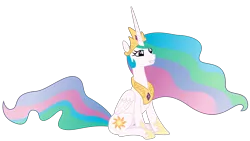 Size: 6000x3375 | Tagged: safe, artist:sketchmcreations, derpibooru import, princess celestia, alicorn, pony, celestial advice, absurd resolution, female, mare, simple background, sitting, smiling, solo, transparent background, vector