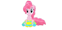 Size: 3250x1560 | Tagged: 3d, 3d model, artist:laughingvexxo, clothes, derpibooru import, fluffy mane, hips, lips, looking at you, mmd, pinkie pie, safe, shiny, simple background, sitting, socks, solo, stockings, striped socks, toeless stockings, transparent background