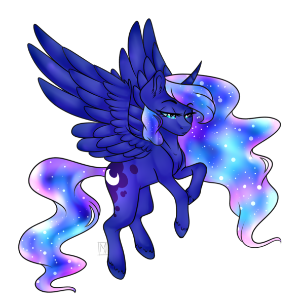 Size: 3500x3500 | Tagged: artist:micky-ann, artist:wintersporkle, collaboration, derpibooru import, ethereal mane, flying, princess luna, safe, simple background, solo, transparent background, unshorn fetlocks