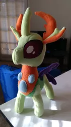 Size: 2592x4608 | Tagged: absurd resolution, artist:fleecefriendship, changedling, changeling, cute, derpibooru import, floppy ears, irl, king thorax, photo, picture, plushie, safe, thorabetes, thorax